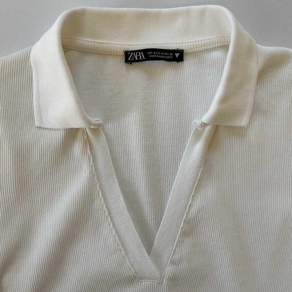 Zara Ribbed Polo Crop Top - Picture 6 of 6